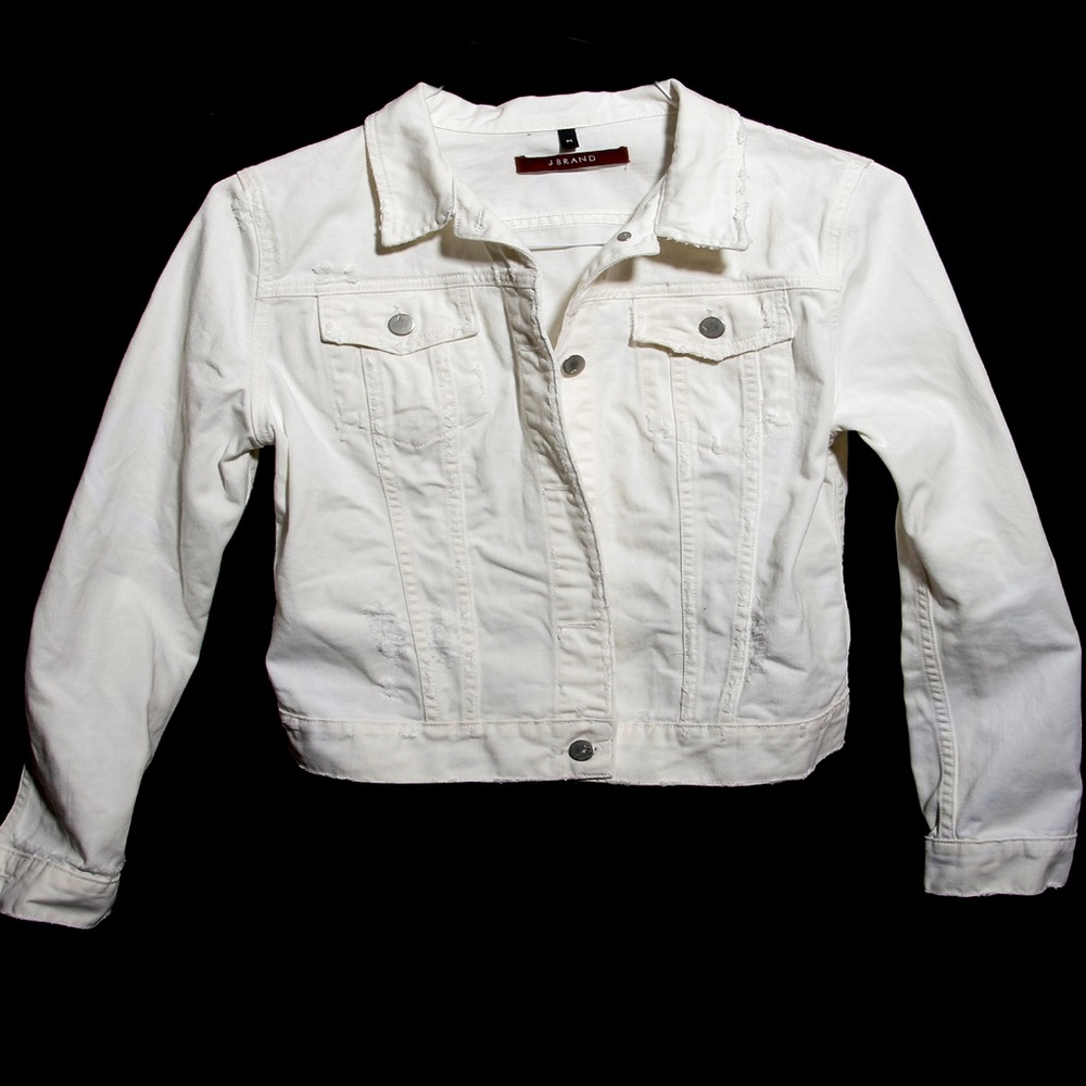 White Denim Distressed Jean Jacket